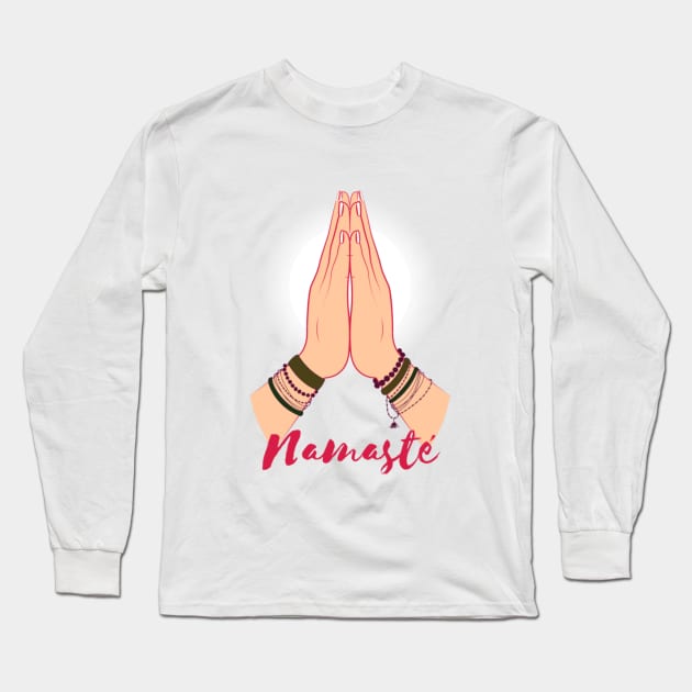 Namaste Hands 2 Long Sleeve T-Shirt by ShineYourLight